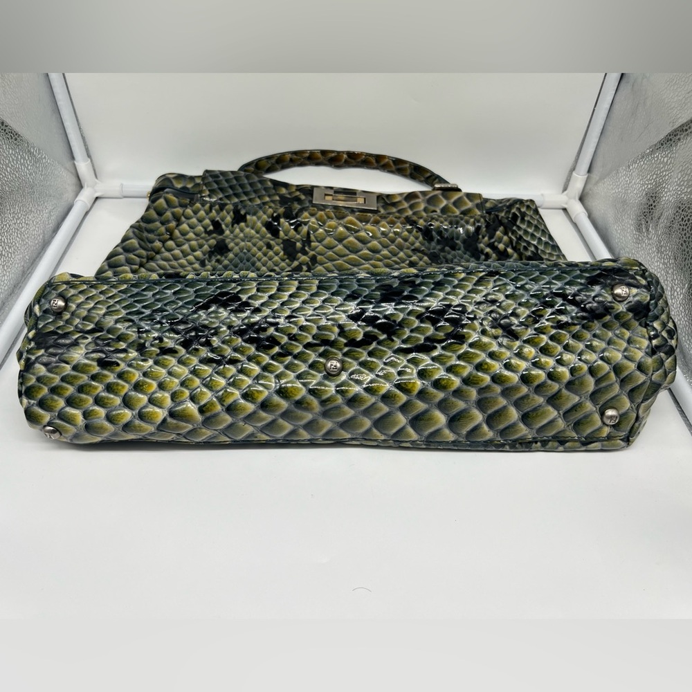 FENDI Peekaboo Iconic Watercolor Textured Snakeskin Embossed Leather Satchel Bag - Picture 8 of 17